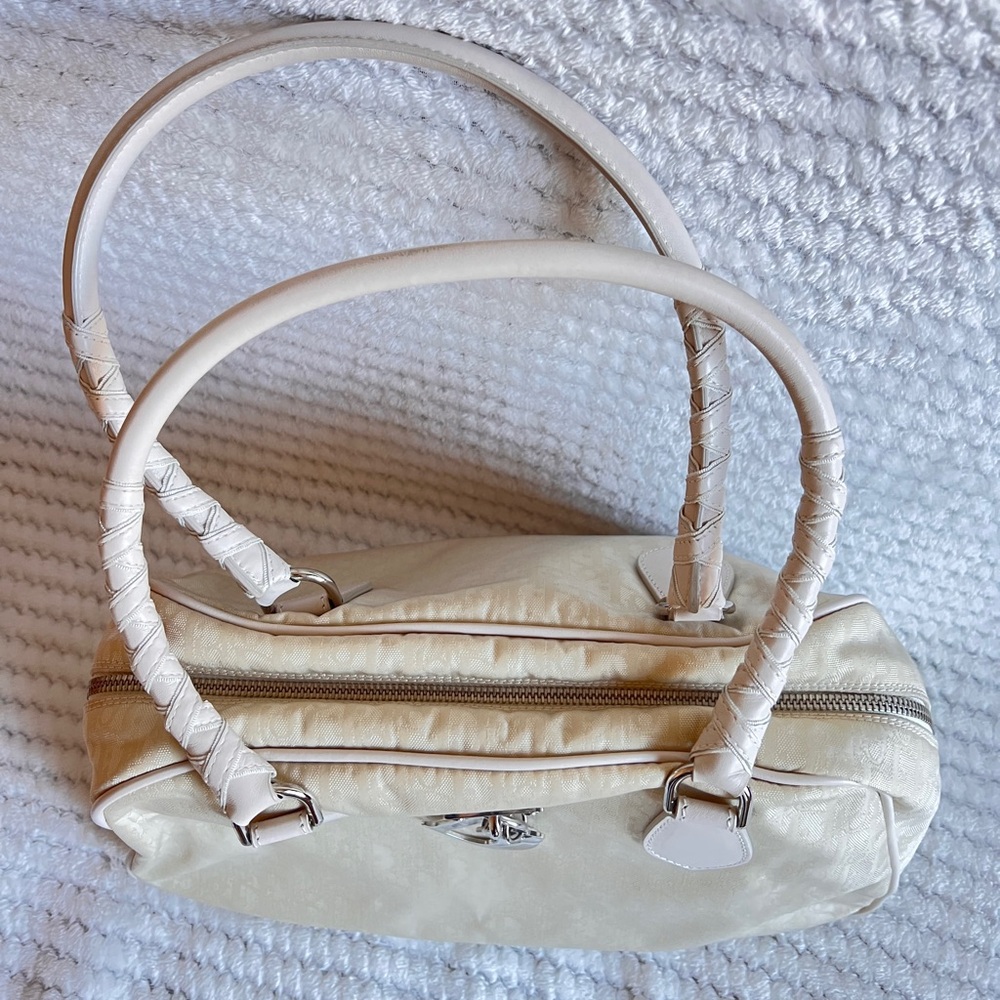 Christian Dior Trotter Handbag Beige Logo Charm Vintage - Picture 14 of 15